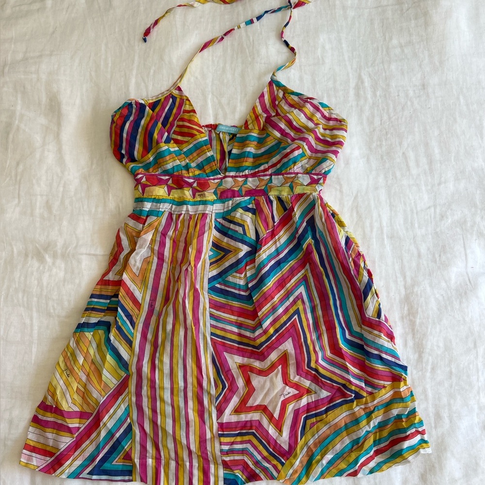 Emilio Pucci Multicolor halter beach dress